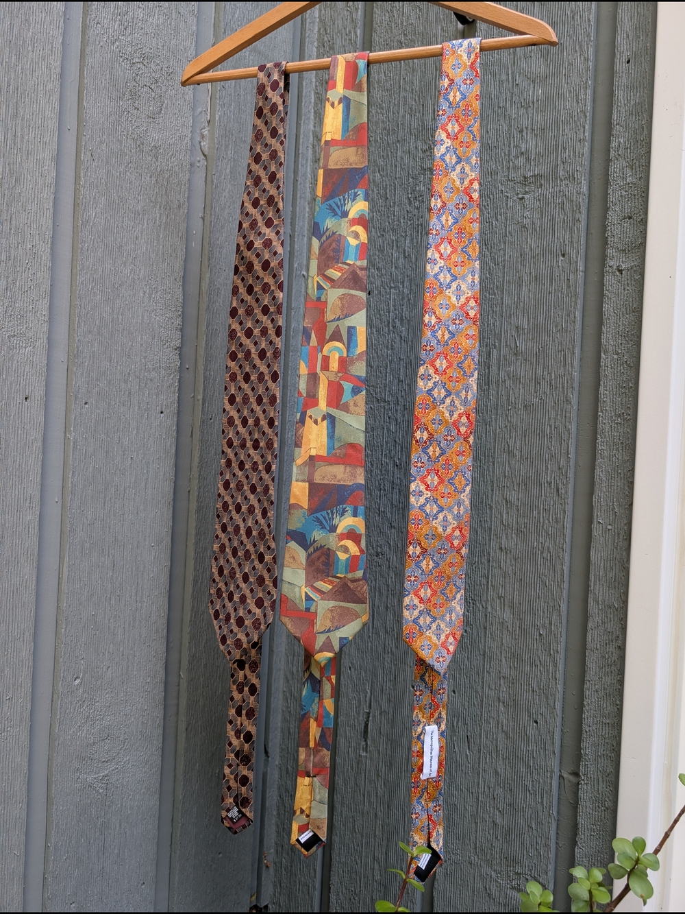 Multi-Color Patterned Men's Tie (Orange, Brown, Blue) - Picture 1 of 7